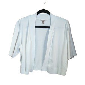 Roz & Ali White Short Sleeve High Waist Cardigan 2x